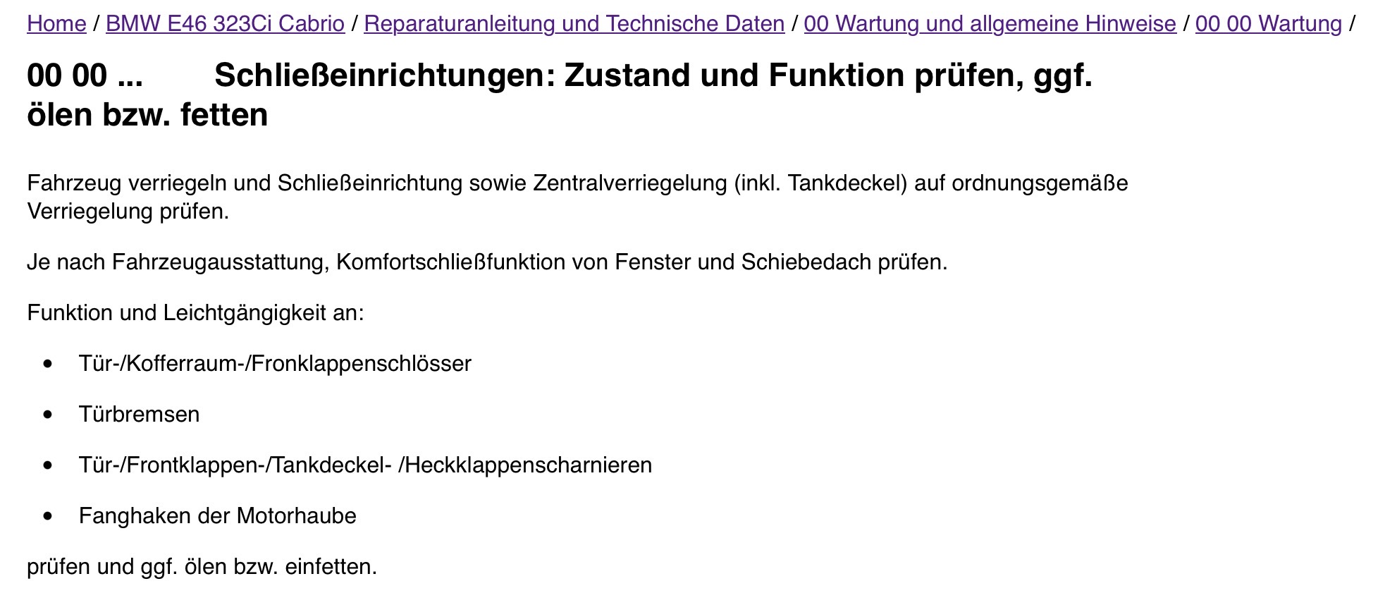 Türbremse schmieren.